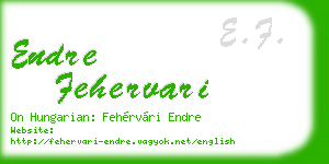 endre fehervari business card